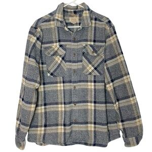 Boston Traders Flannel Shirt Shacket Mens Size XL Heavy Weight Cotton Neutral
